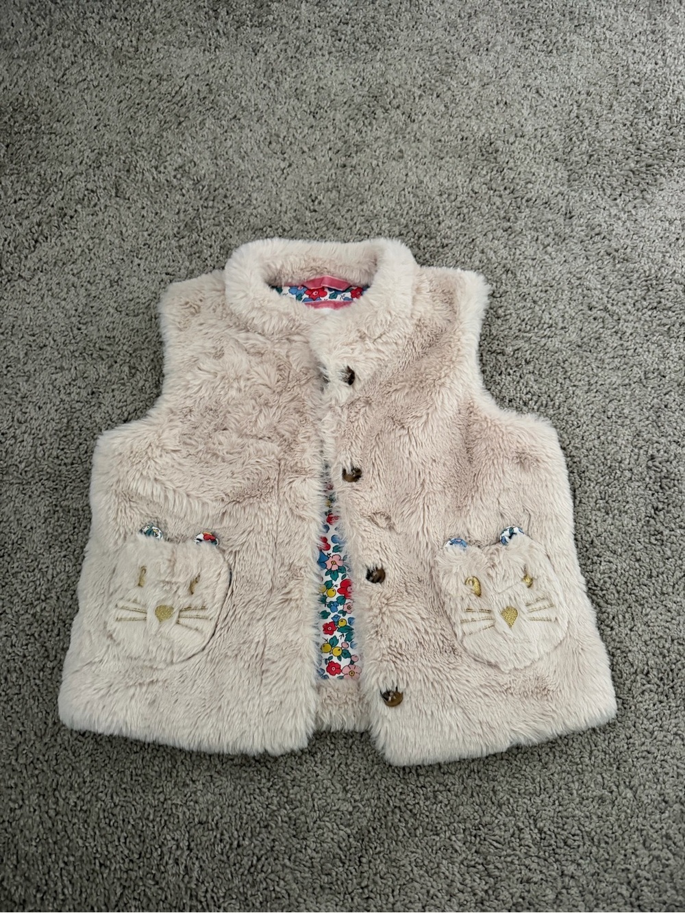 Mini Boden Faux Fur Vest With Cat Pockets Size 5/6 Youth